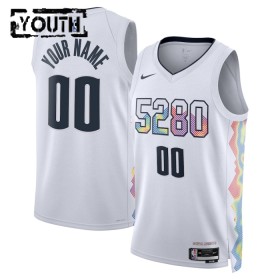 Denver Nuggets Custom Nike 2024-25 City Edition Valkoinen Lasten Pelipaidat Swingman